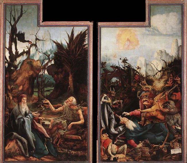 Grunewald, Matthias Visit of St Antony to St Paul and Temptation of St Antony France oil painting art